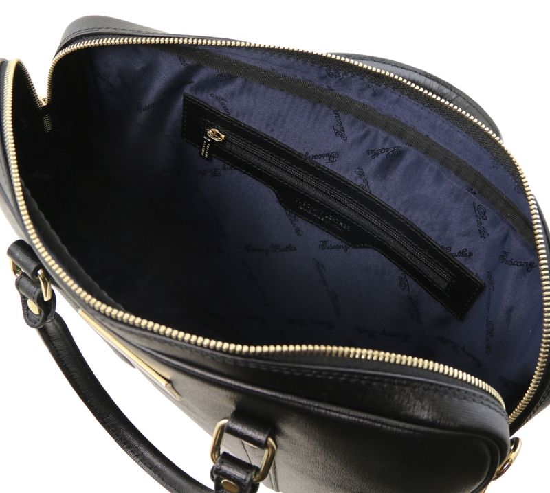 Saffiano-Leder Aktentasche Prato schwarz interieur Saffiano-Leder Aktentasche Prato schwarz interieur